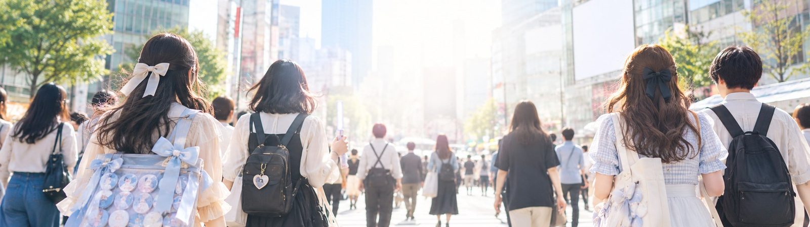 案14 街角:都心の横断歩道、痛バッグの後ろ姿